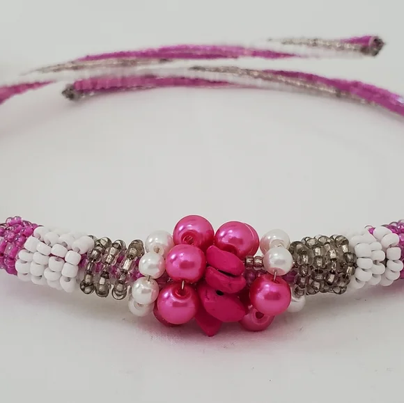 Pink Sea beads and pearl necklace set - Picture 4 of 5